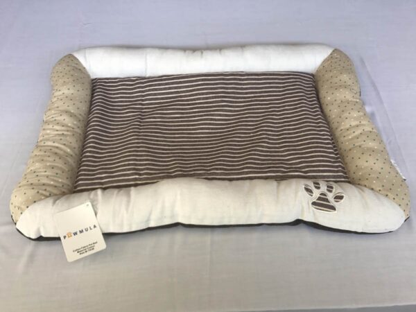 Cotton Fabric  Pet Bed - Coffee & White Combined Large